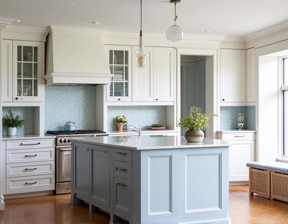 Bright Hamptons-style kitchen in Mosman