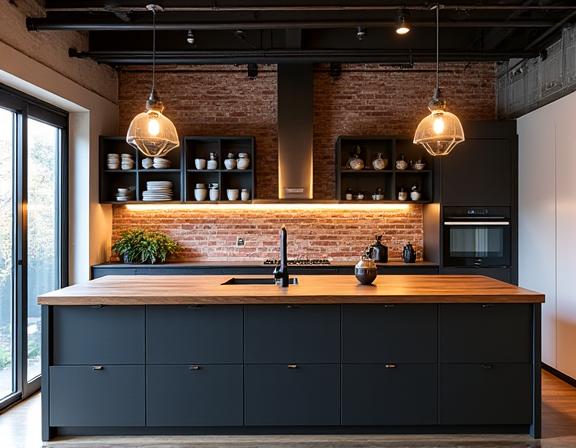 Industrial-style apartment kitchen in Surry Hills