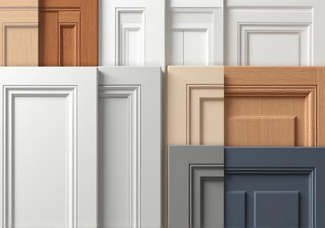 Different cabinet door finishes and colours