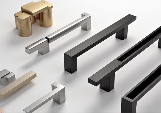 A selection of modern handles and soft-close hinges